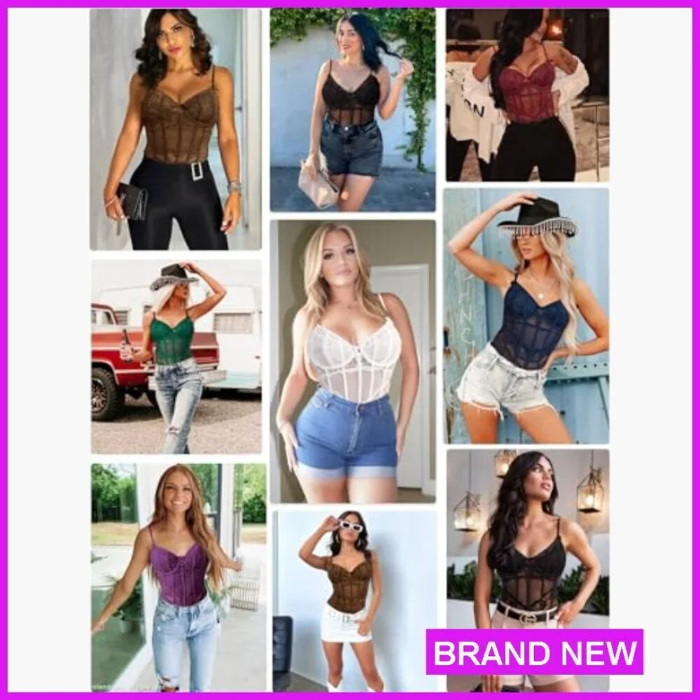 Sexy Lace Bodysuit V Neck Mesh Top Push Up One Piece Lingerie Elegant Chic